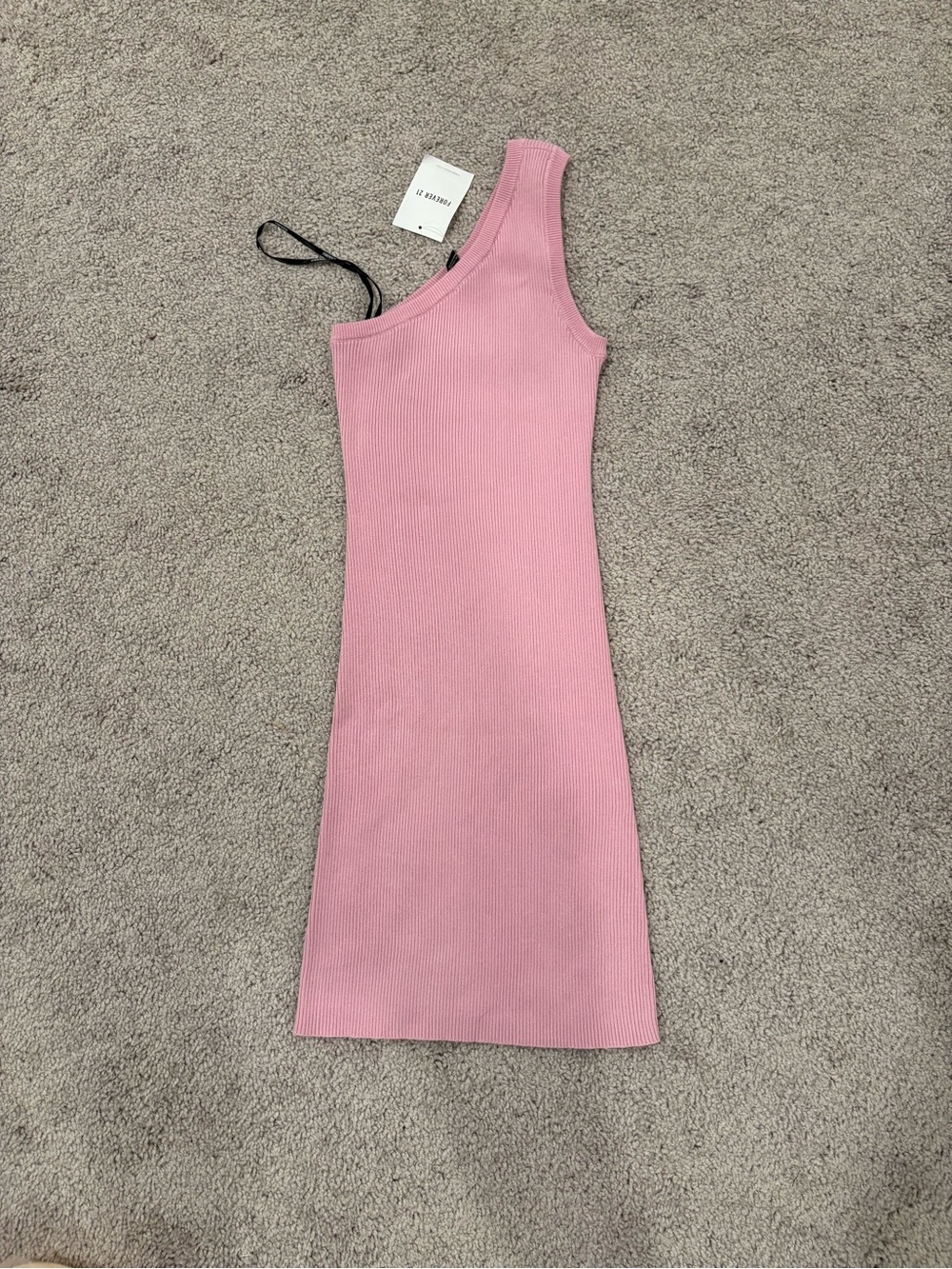 Forever 21 Pink One-Shoulder Ribbed Midi Dress